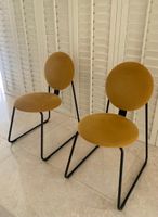 4 Chairs mustard yellow metal frame good condition
