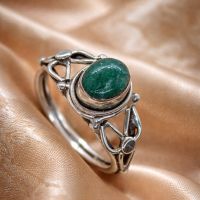 Jade Ring Silber 925 Sterlingsilber Gr. 57 Grün