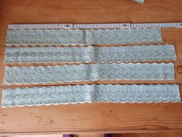 Spitzenband Baumwolle Spitze Spitzenbirte hellblau 4 x 52 cm