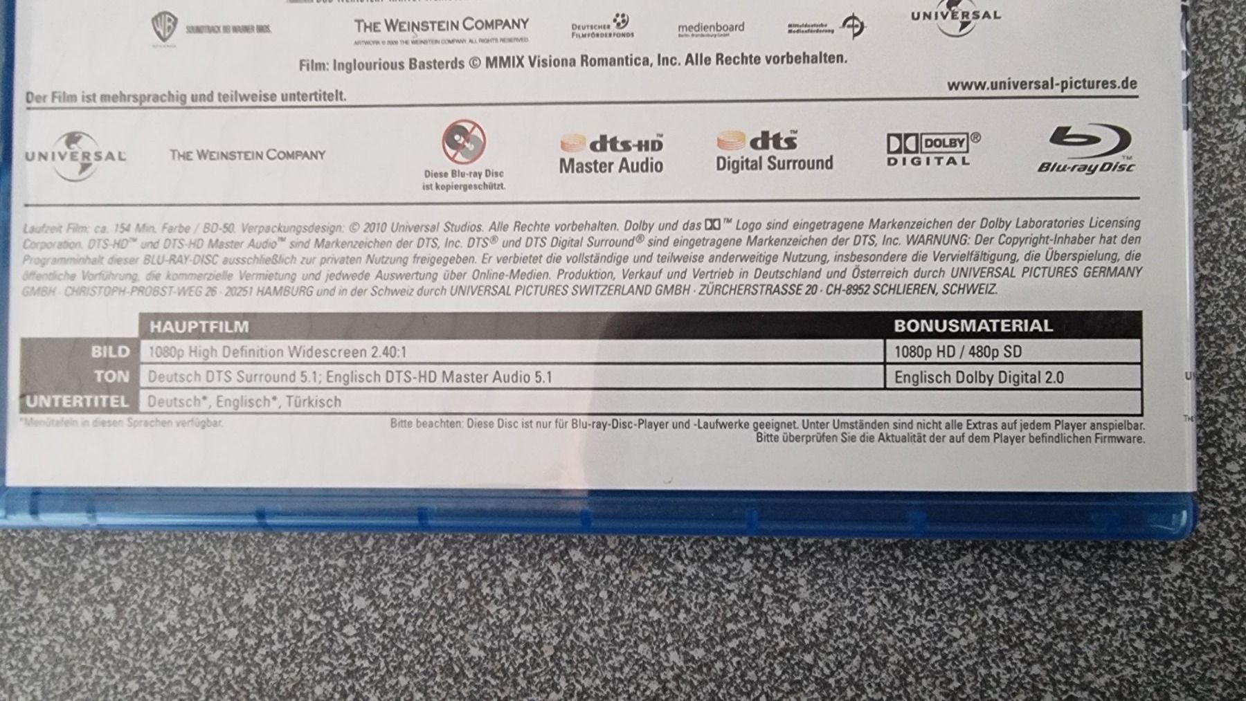 Tutti i DVDs: Blu Ray - Inglourious Basterds / Brad Pitt – Usato da Oetwil am See venduto da fineli2 1