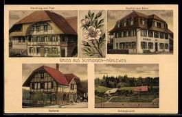 AK Schmidigen-Mühleweg, Gasthof zum Bären, Geschäft und Post