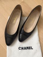Elegante CHANEL Pumps Leder Schwarz Gr. 38 Ballerina Vintage
