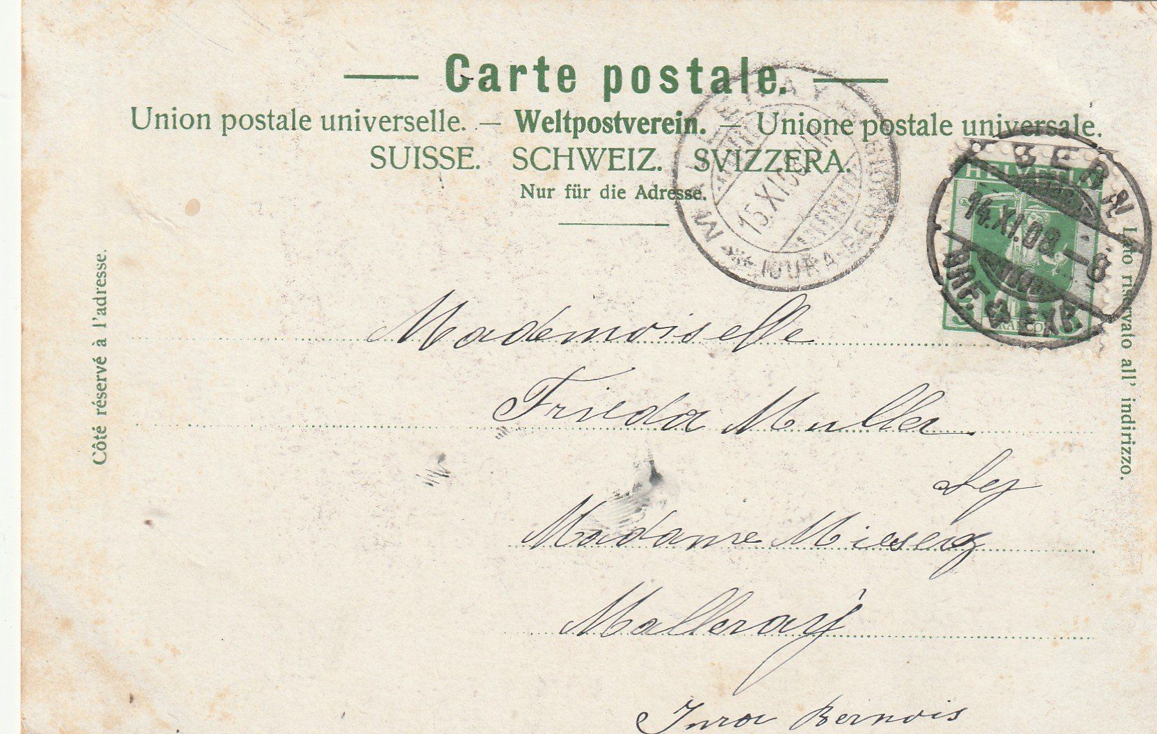 Cartoline postali: Alte Postkarte Hotel Schweizerhof Interlaken 1908 – Usato da Rupperswil venduto da Ema10 1