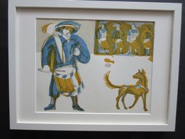 HANNS STUDER HOLZSCHNITT 1950/60 MIT PASSEPARTOUT 30X40CM
