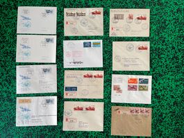 Sammlung 11 Flugpostbriefe Ersttagsbriefe gestempelt