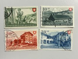 1948, Arbeit und Schweizer Haus III , B38-B41, gestempelt