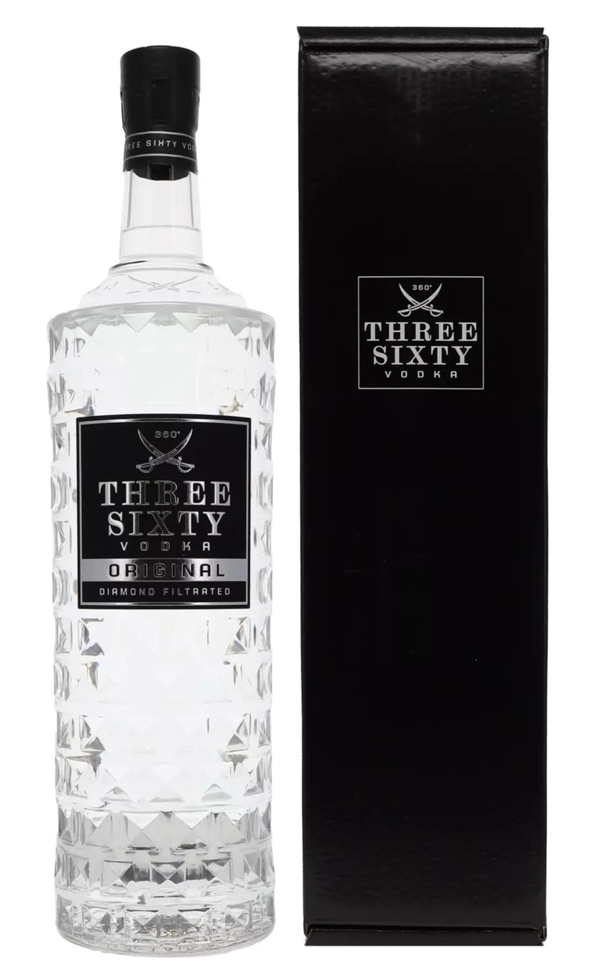 Bevande alcoliche: Three Sixty Vodka mit Longdrinkglas 0,7l – Nuovo e nell'imballaggio originale da Bülach venduto da RockBottomOffTheRamp 2