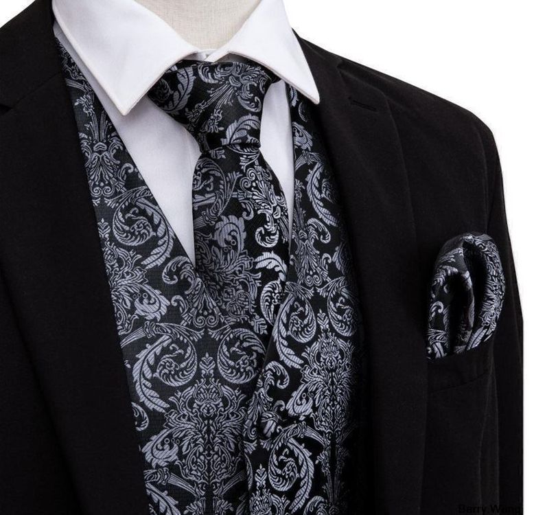 Paisley Weste Herren Anzug M-L-XL+ Krawatte Gilet Cravate (Neu