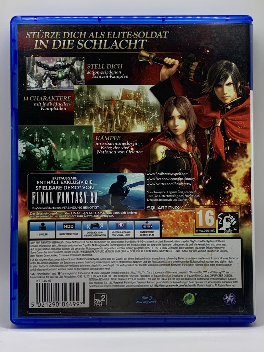 Sony Giochi: Final Fantasy Type-0 HD - PS4 – Usato da Ostermundigen venduto da RG-Collector 1