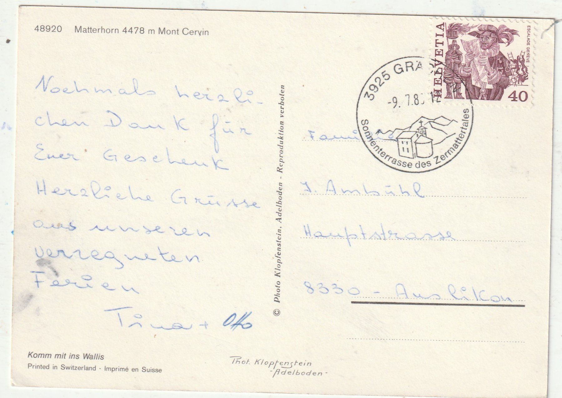 Cartoline postali: Matterhorn – Usato da Lumbrein venduto da made02 1