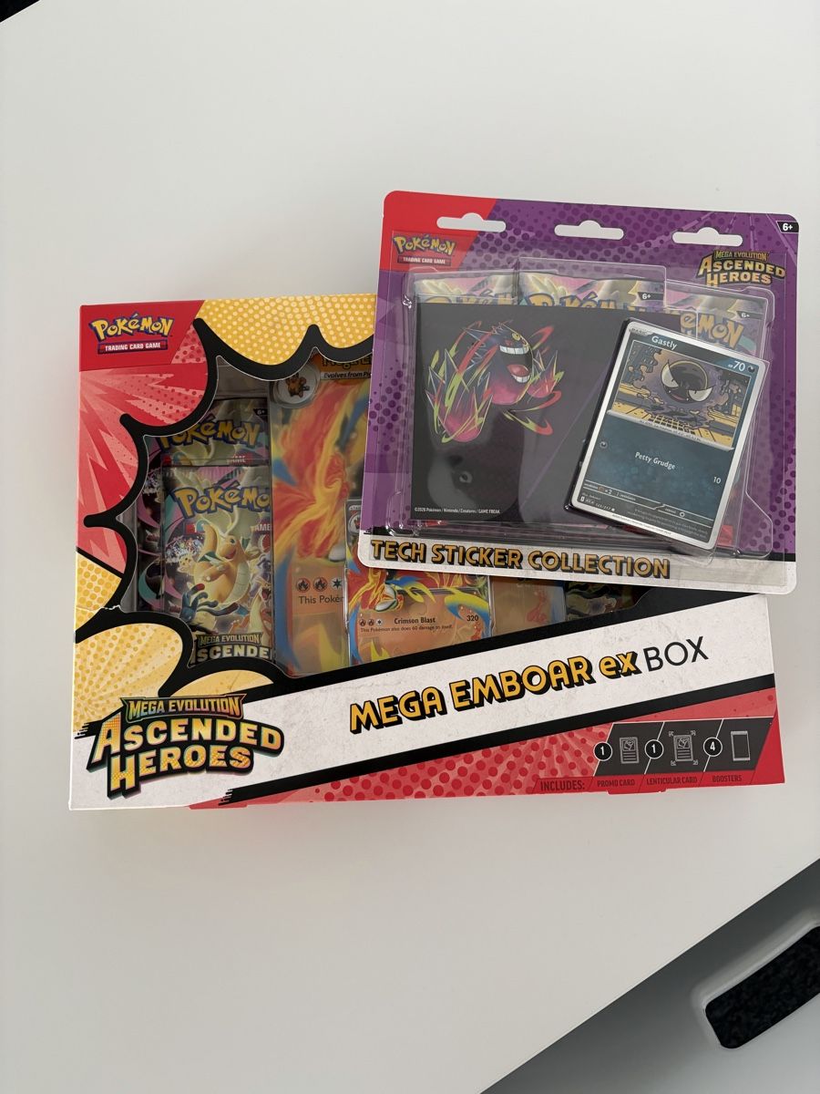 Pokémon Sammelbilder & Trading cards: Ascended Heroes Mega Emboar Box + Tech Sticker Collection – Neu und originalverpackt aus Bilten von valeZ