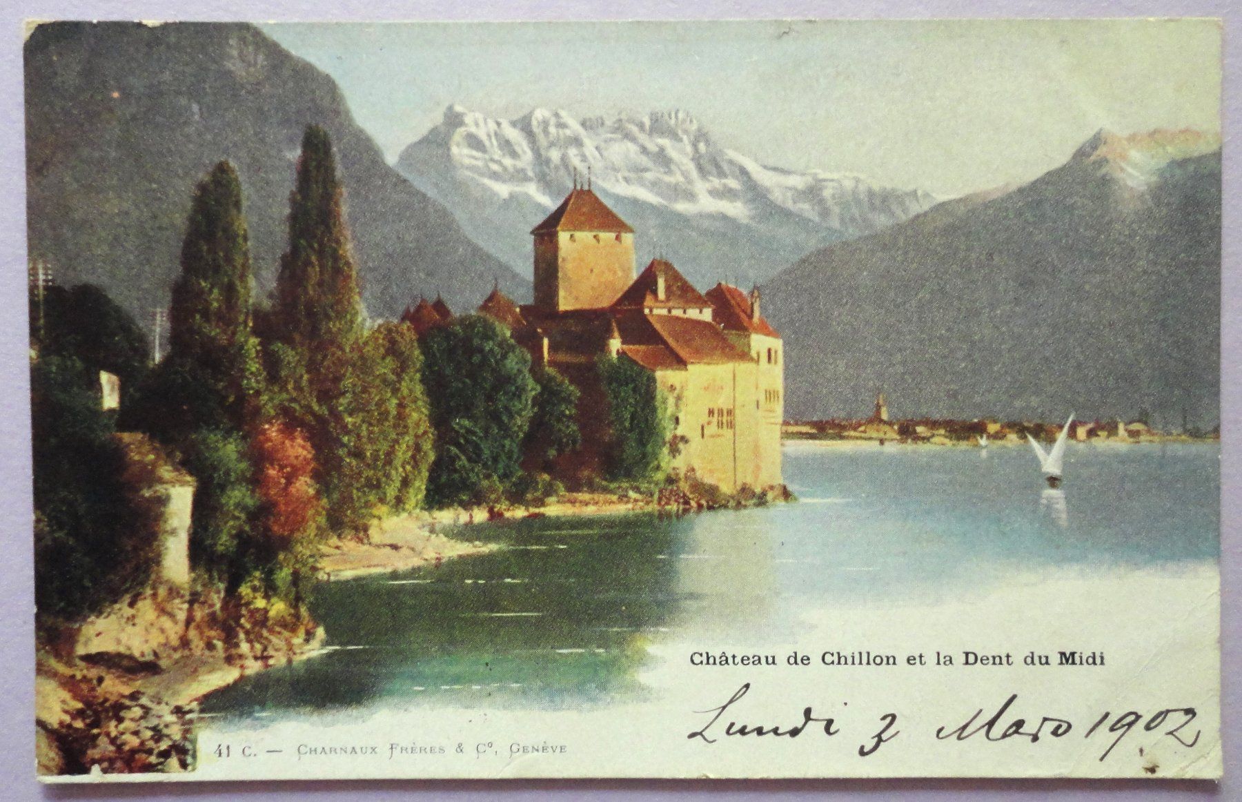 Cartoline postali: Château de Chillon et la Dent du Midi – Difettoso da Fétigny venduto da Billy2miny