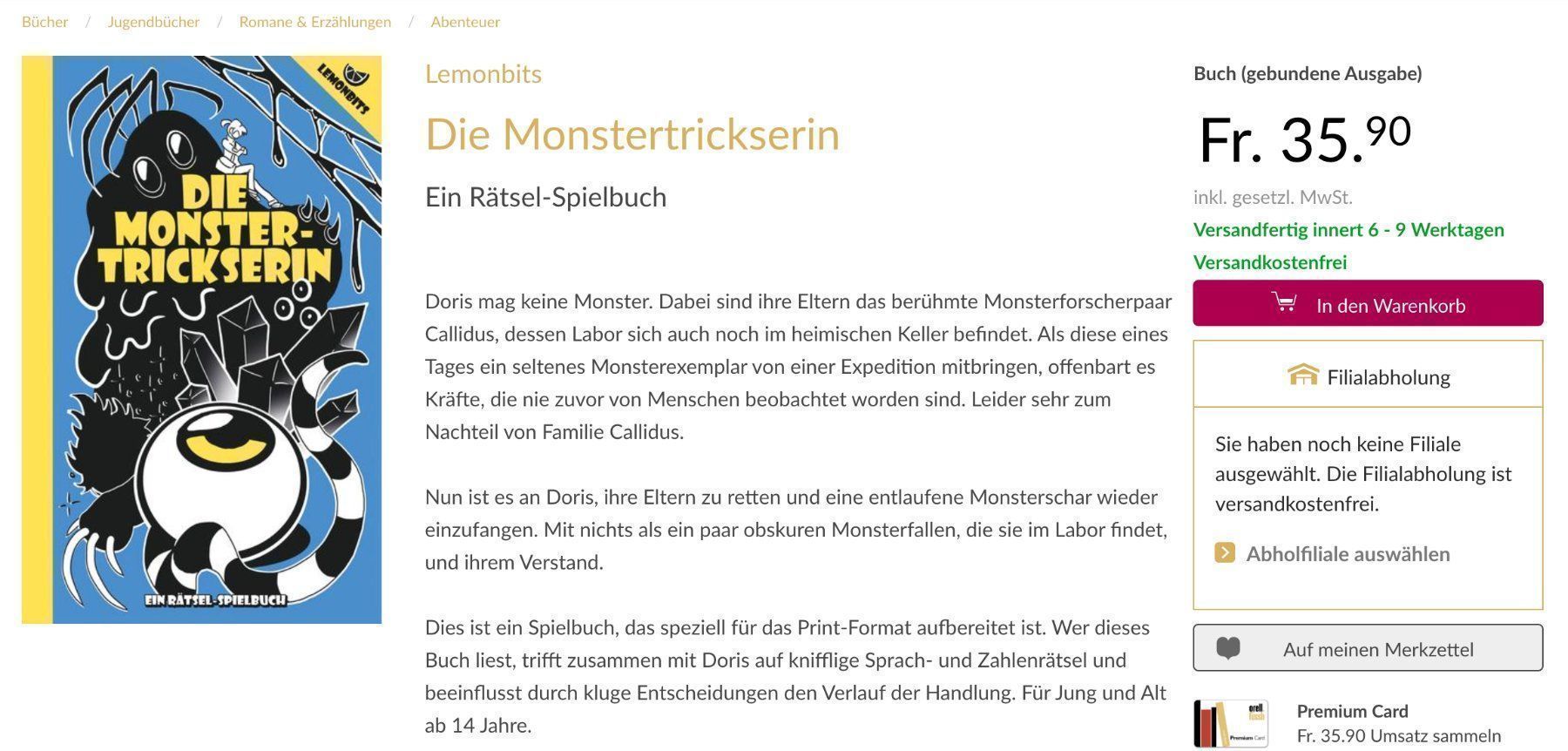 Libri: Die Monster-Trickserin, Rätsel-Spielbuch – Nuovo (secondo la descrizione) da Rothenburg venduto da Kaulquappe55 1
