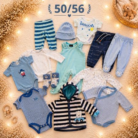 Frühlings-Babykleider Set blau, Grösse 50/56, Top Zustand!