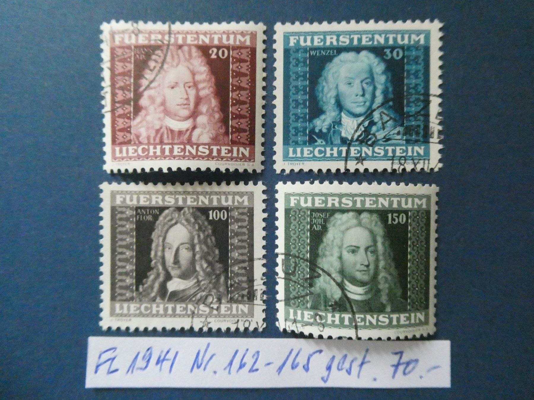 Tutti i francobolli: FL 1941 Nr. 162-165 gestempelt – Usato da Lausen venduto da Herbamare01