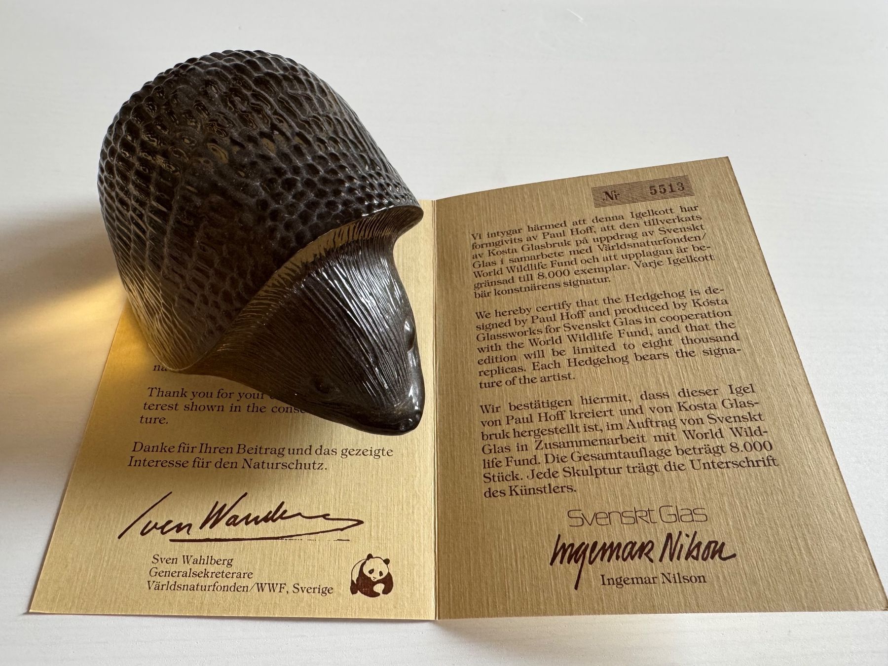 Kosta Boda Statuette: Igel WWF Nr. 5513 – Usato da golaten venduto da Hubas