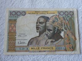 1000 Francs CFA, BCEAO, 1961, Seltene Banknote, Top Zustand