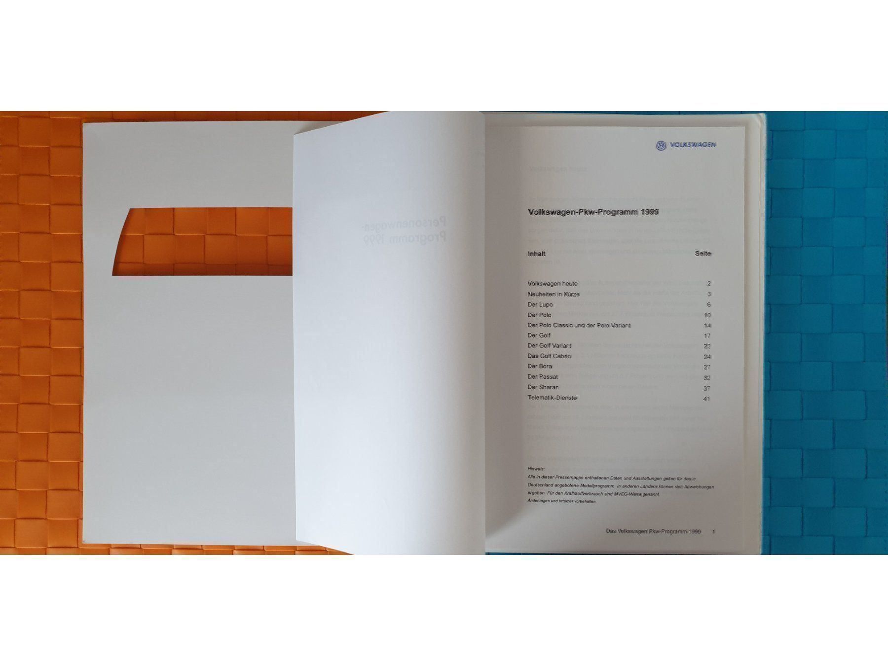 Revues & Magazines: VW 1999 - Prospekt / Pressemappe – Neuf (Voir description) à Viganello par CARLiteratur 2