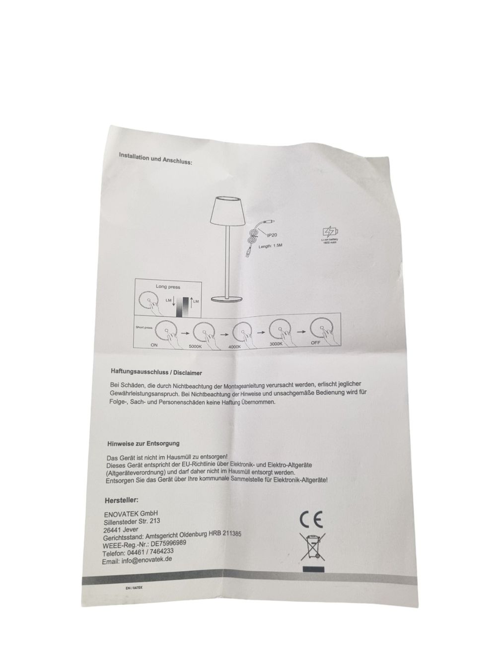 Lampes: LUXULA LED Tischleuchte mit Akku – D'occasion à Wangen b. Olten par Restwert_Wangen 9