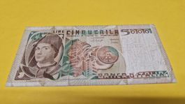 Italienische 5000 Lire Banknote, Jahrgang 1979, Top