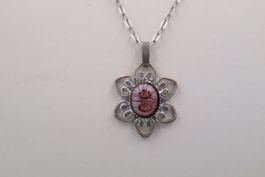 Millefiori Anhänger an schöner 835 Silber Halskette ca 38cm