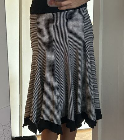 Joseph Ribkoff black and white striped skirt with bow detail