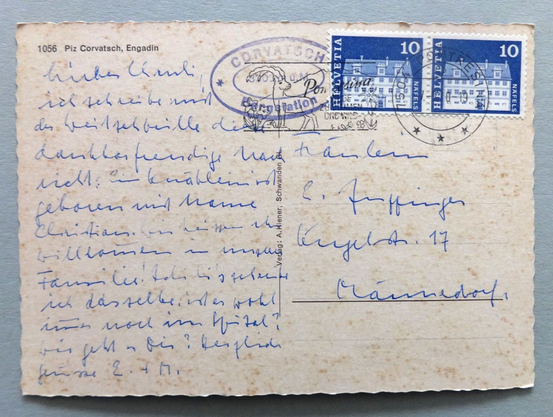 Cartoline postali: Piz Corvatsch, Engadin – Usato da Fétigny venduto da Billy2miny 1