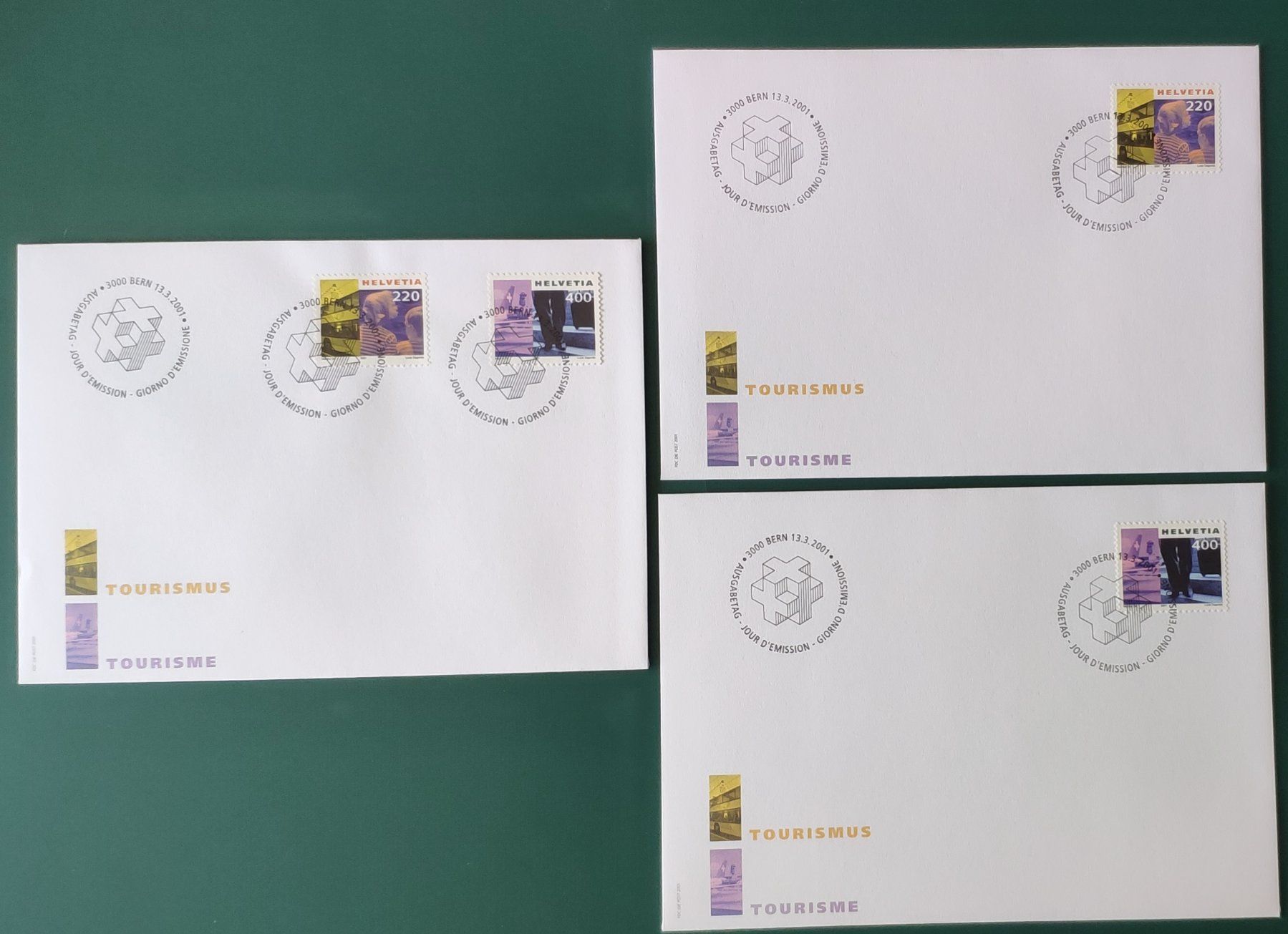 Tutti i francobolli: 3 FDC Dauermarken Tourismus 13.3.201 – Usato da Volketswil venduto da Spacepanda