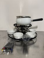 Fondue Set, Metall Rechaud, Gabeln & Löffeln & Schälchen NEU