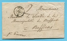 Faltbrief von Orbe nach Bossens 1846