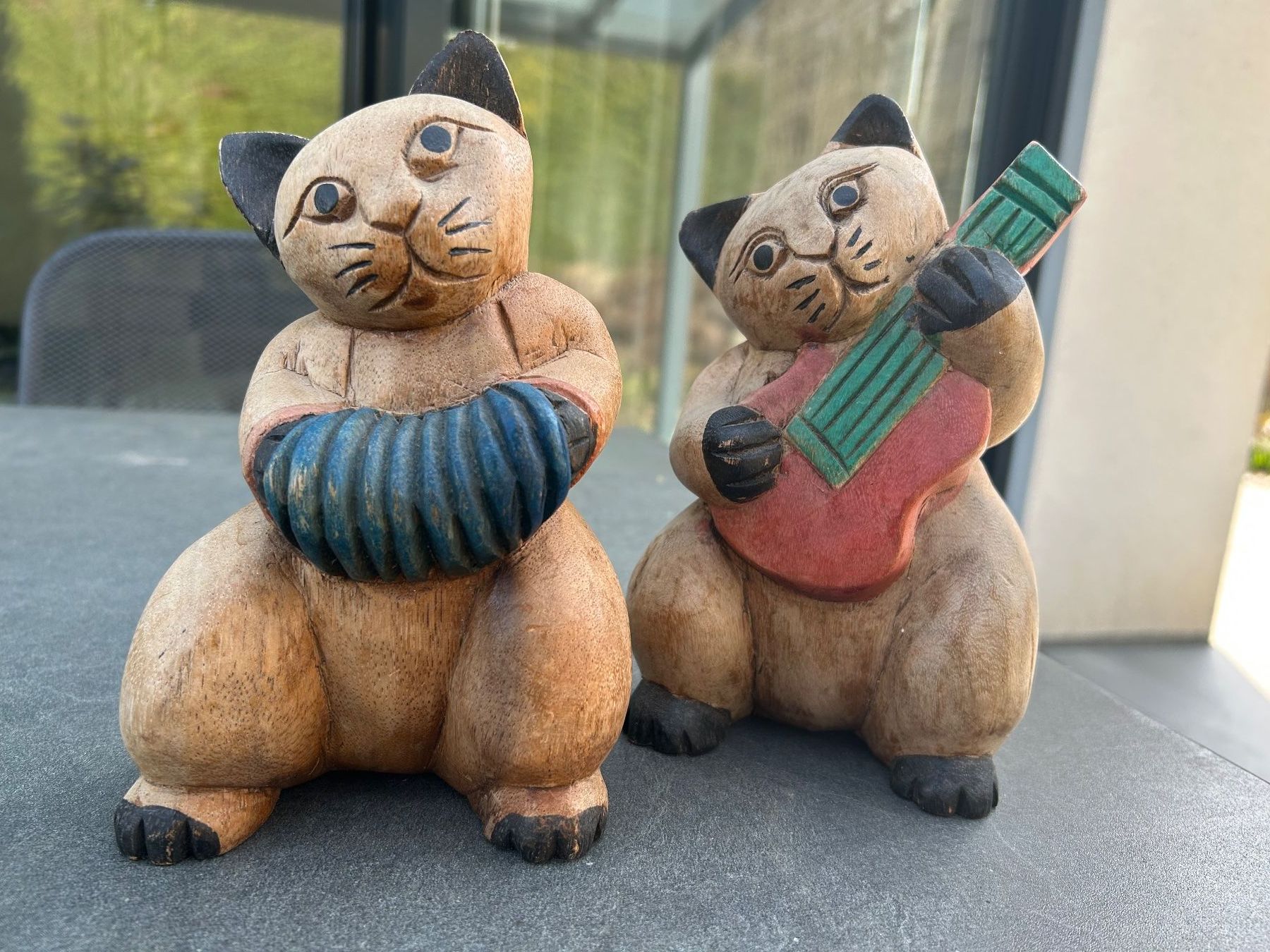 Figuren: 2   musizierende Holzkatzen – Gebraucht aus Eschenz von glaro14 1