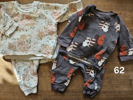 Baby Kleider Set 2-Teiler Blumen/Waschbär Gr. 62