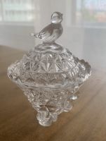 Wunderschöne Salz/Zuckerdose mit Vogel Glas vintage