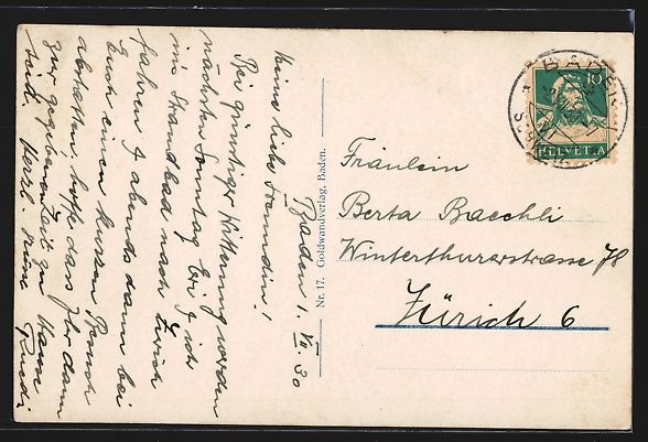 Cartoline postali: Baden, Neues Bezirksschulhaus Burghalde – Usato da Berlin venduto da bartko-reher 1