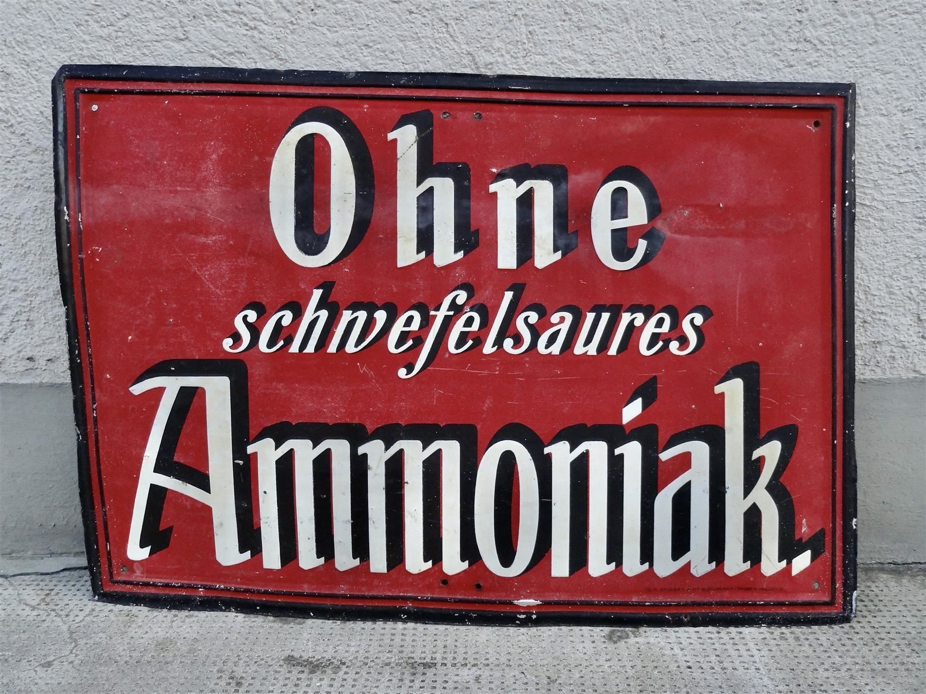 Insegne: ALTES REKLAME BLECHSCHILD AMMONIAK – Usato da Kerzers venduto da bottlesandboxes