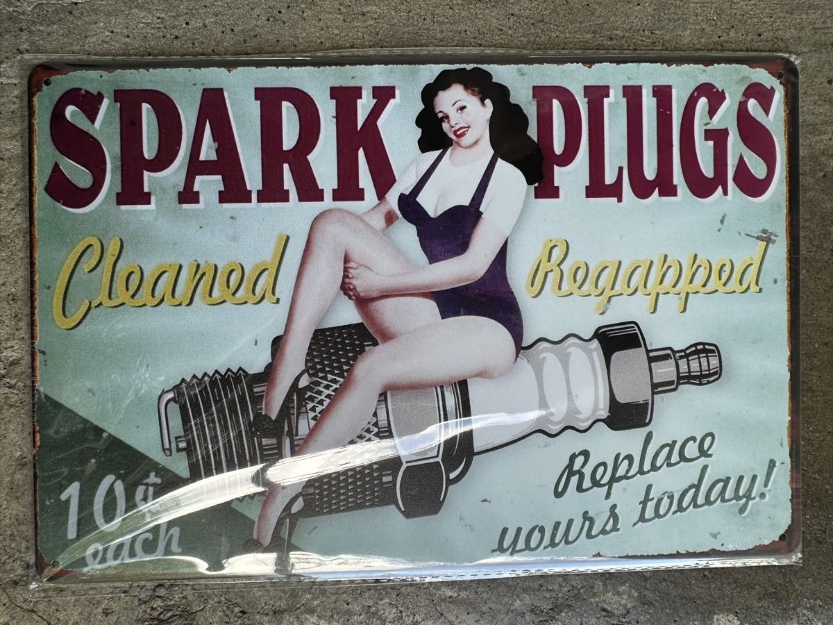 Insegne: Spark plugs pin up Werbung Reklame  – Nuovo (secondo la descrizione) da Reinach AG venduto da rares75