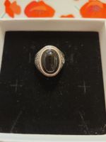 Bague argent 925 avec pierre noire, Taille 52