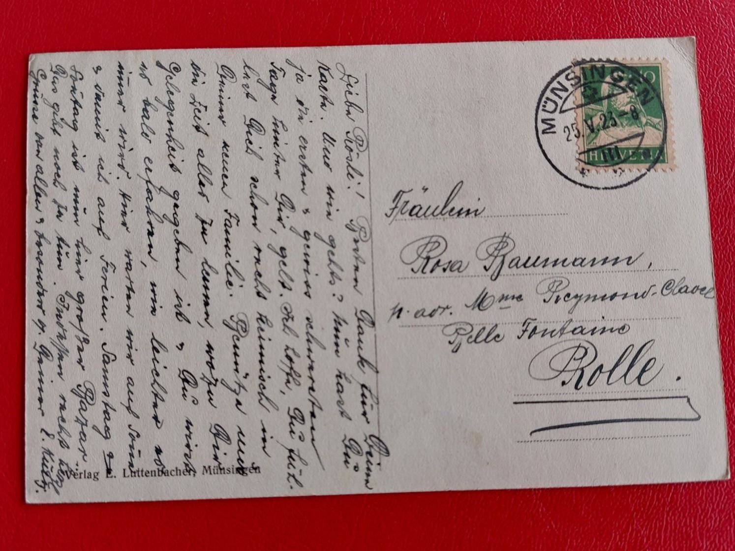 Cartoline postali: Münsingen - Blick auf Jungfrau, Mönch und Eiger 1923 – Usato da St-Légier-Chiésaz venduto da Theo006 1