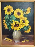 81.5 x 101.5/ H.Blauel/ Öl Gemälde Sonnenblumen