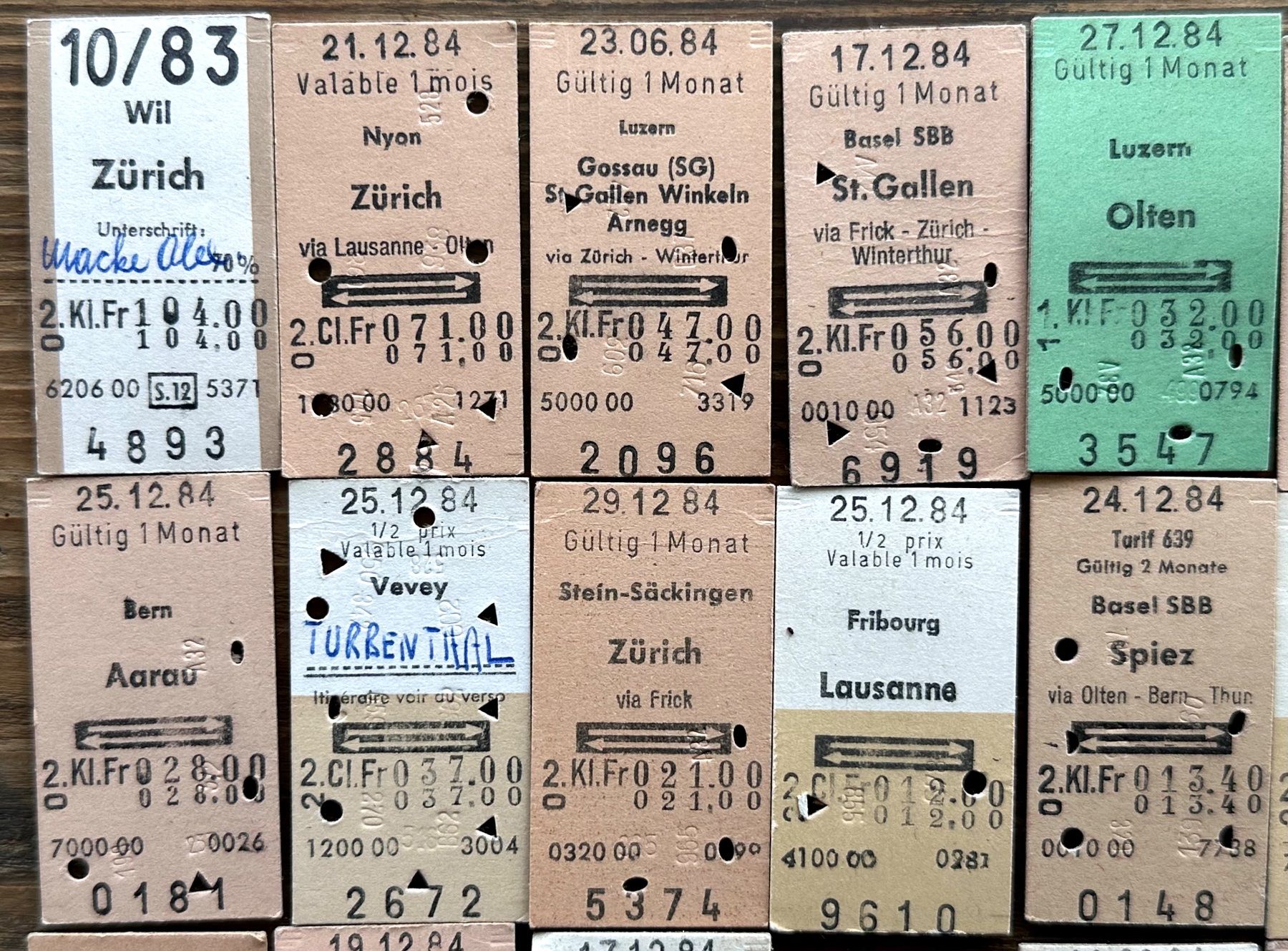 Biglietti: 20 Top Billette, SBB, Tickets Edmondsche Kartonbillette – Usato da Seltisberg venduto da quadartswiss