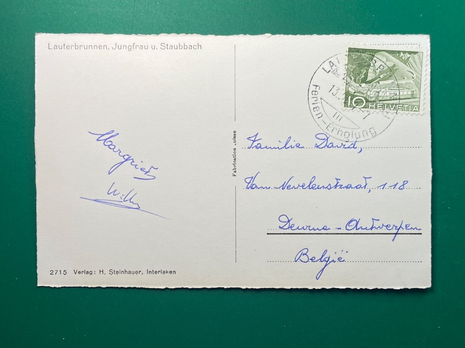 Cartoline postali: Lauterbrunnen - Jungfrau u. Staubbach – Usato da Steg VS venduto da _vinci_ 1