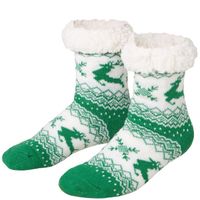Kuschelsocken mit Rentier-Motiv grün-weiß 39-42