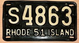 Altes US-Nummernschild Rhode Island 1951, Rarität!