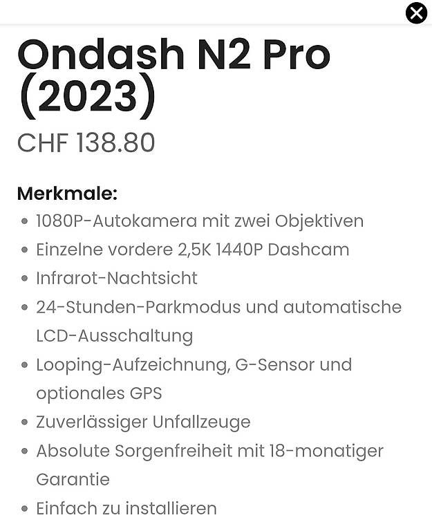 Action Cam: Onetrue Dashcam N2 Pro – Usato da Amsteg venduto da tib_7kym 1