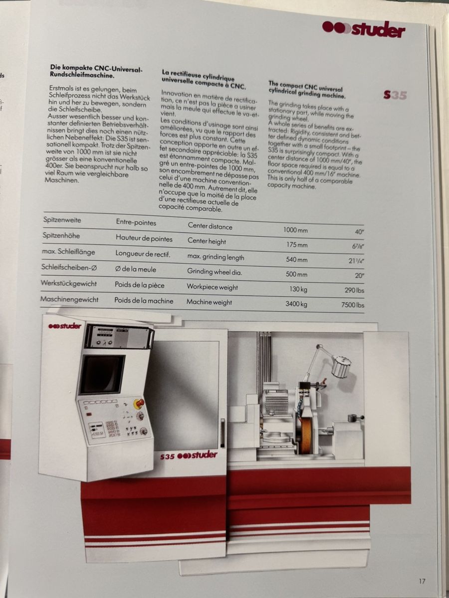 Studer Aiguiseuses & polisseuses: Rundschleifmaschine Studer S35 – D'occasion à Pratteln par d.maric 4