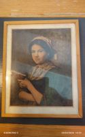 Tableau ancien encadré - Portrait de jeune femme liseuse