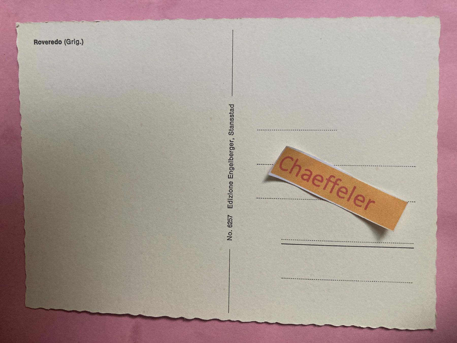Cartoline postali: Roveredo (Grig) – Usato da Zürich venduto da Chaeffeler 1