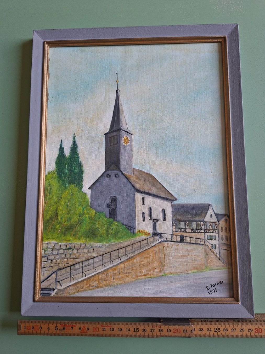 Gemälde: Gemälde Kirche E. Farner 1973 gerahmt  Dörflingen – Gebraucht aus Schaffhausen von meteor7 1