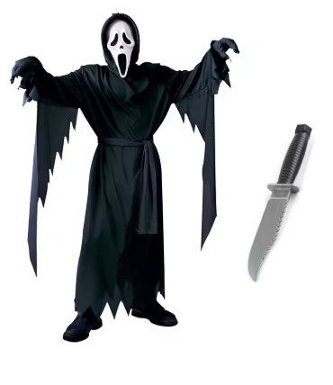 Kostüm Scream mit Maske und Messer schwarz