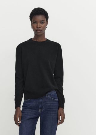 New MASSIMO Dutti Damen Kaschmir & Wolle Pullover Schwarz  L